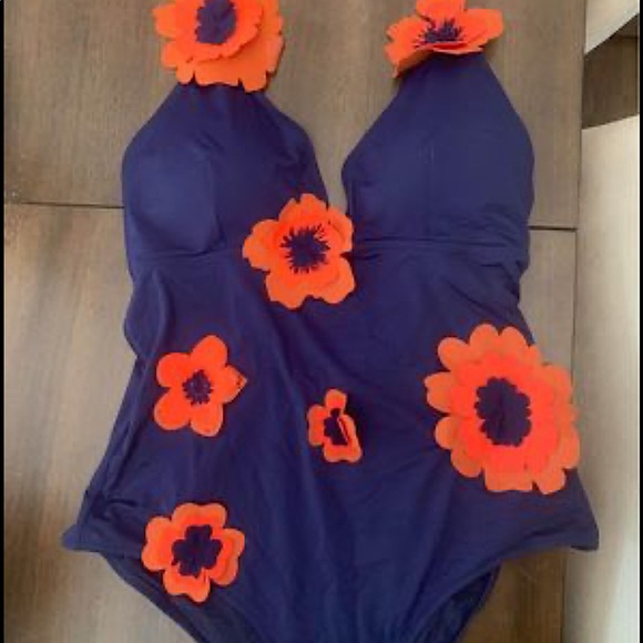 Women V-neckline One-piece Swimsuit Fleurs 3D - Picture 1 of 4